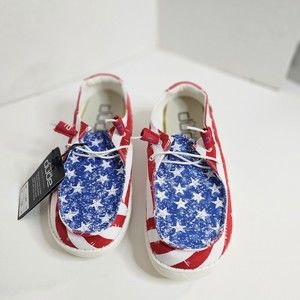 Hey Dude Wendy Stars Stripes Spangled Patriotic Flag Shoes Women's Size 7